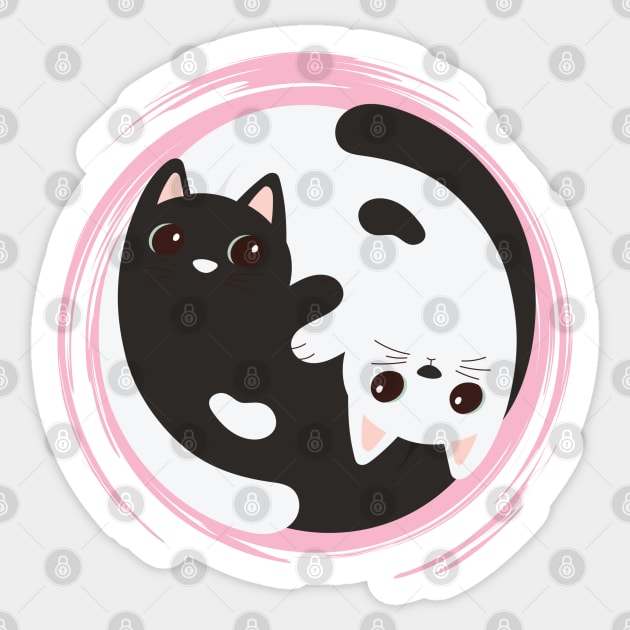 Yin & Yang Meowgic Sticker by Premachandra's Store